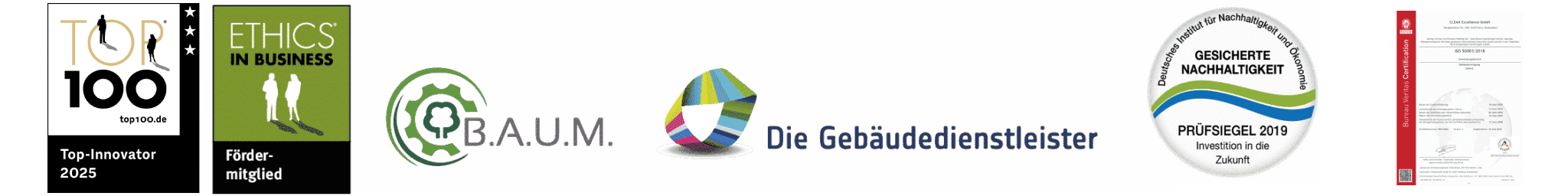 Zertifikate und Auszeichnungen Clean Excellence Gebäudereinigung GmbH