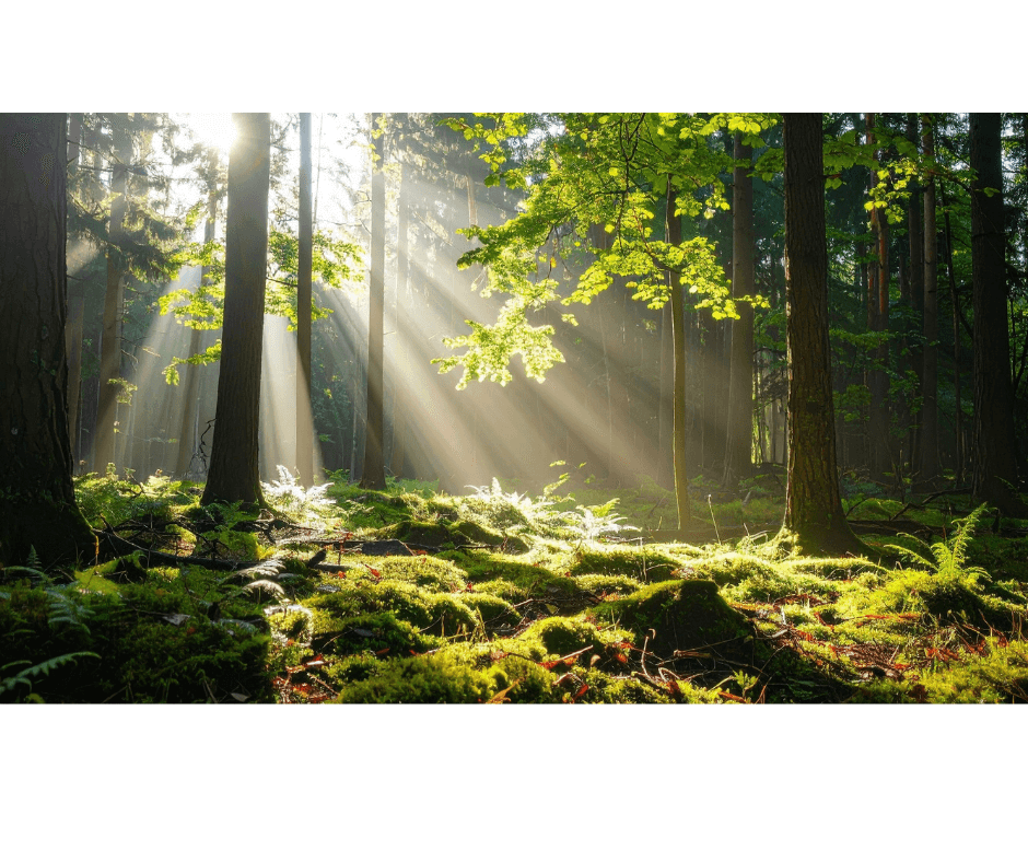 Bäume und Wald mit Sonnenschein