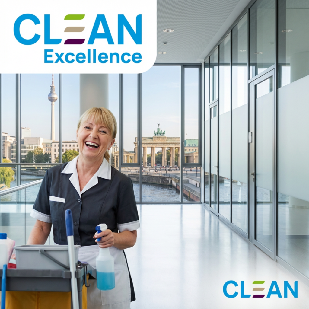 Reinigungskraft bei der Arbeit in Berlin